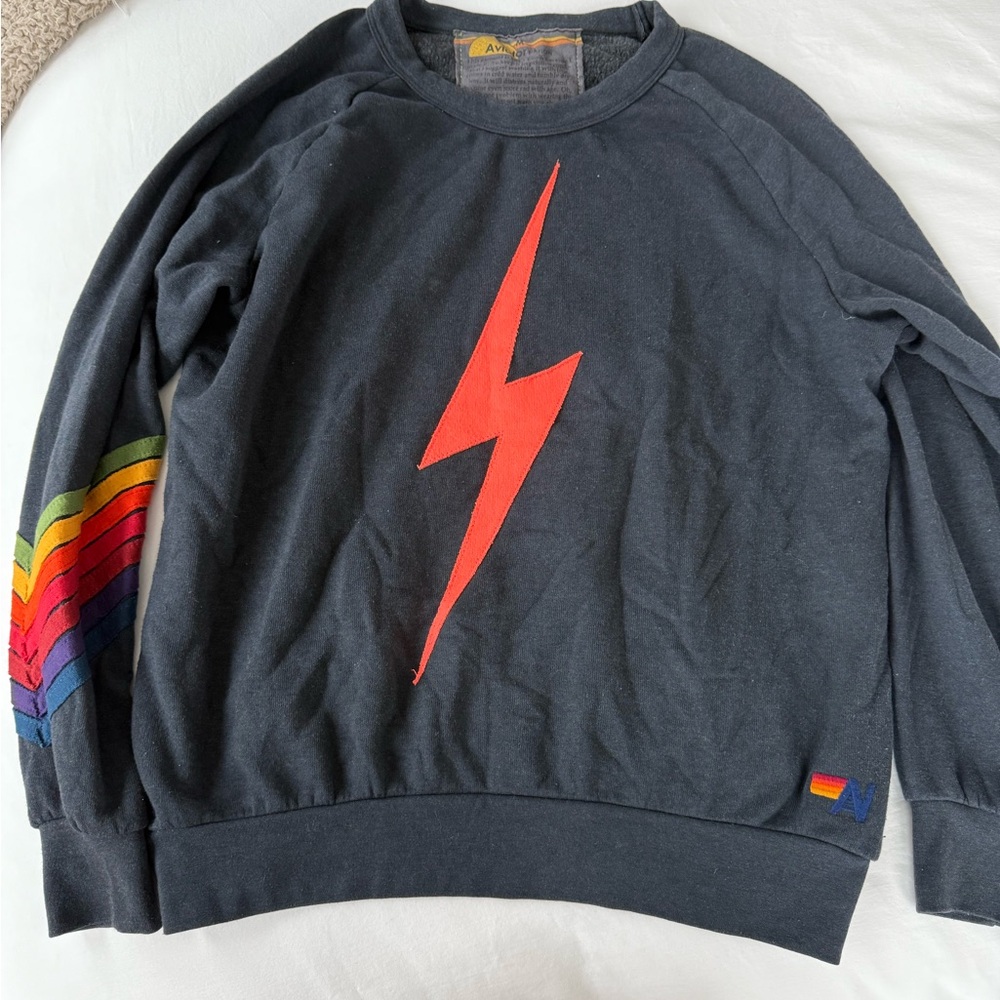Aviator Nation Rainbow Lightning Bolt sweatshirt size medium
